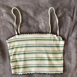UO green and navy striped cropped tank top
